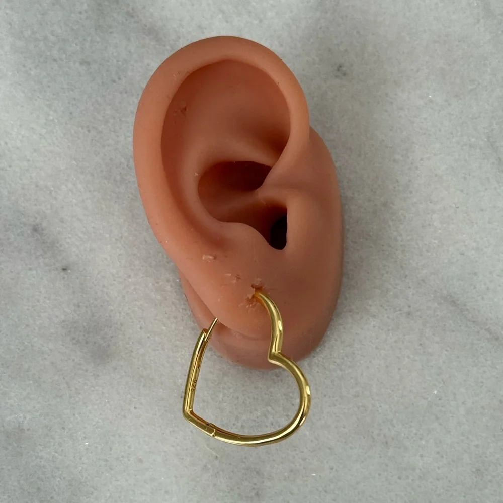 Gold Heart Shaped Hoop Earrings Brand New